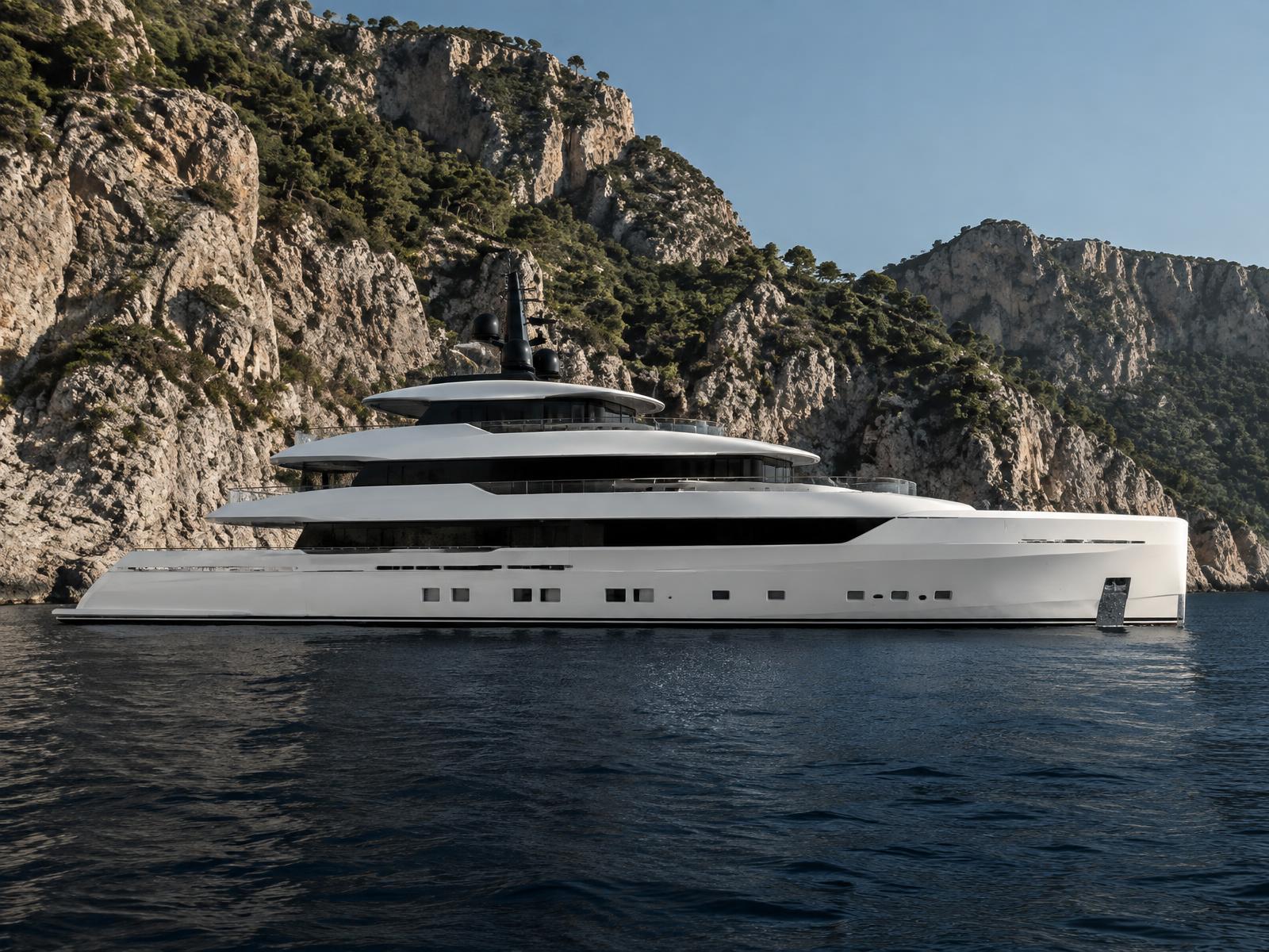 Superyacht on the Mediterranean coast