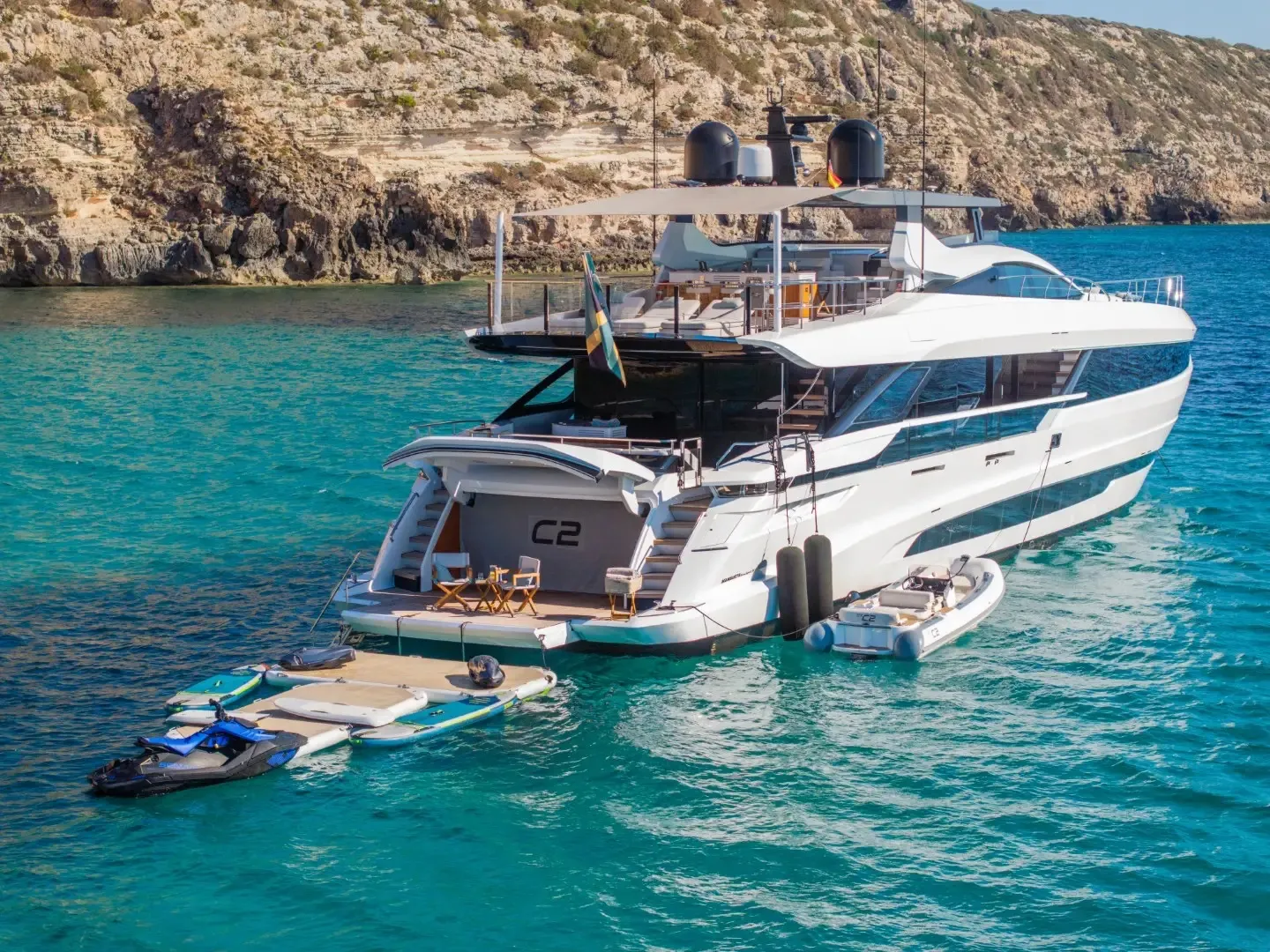 C2 33.3m Mangusta motor yacht charter Ibiza photo 16